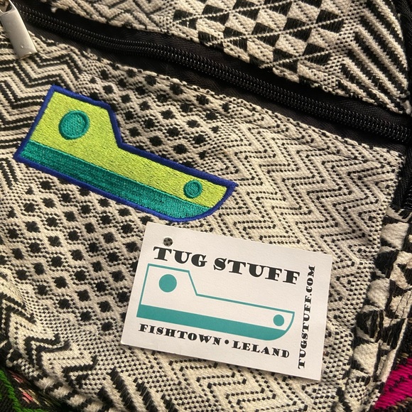 Boho backpack multicolor with black adjustable straps - Picture 6 of 9